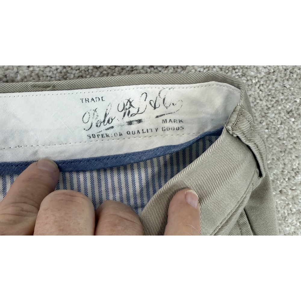 Polo Ralph Lauren Classic Fit Men's 40x30 Pants Tan Khaki Pleated Chino Preppy - Picture 3 of 9